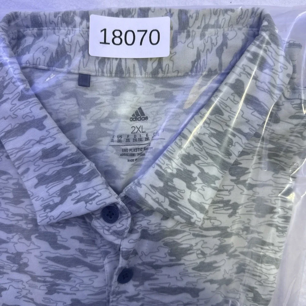 Adidas  CAMO Golf POLO SHIRT MENS 2XL Climalite  -  PERFORMANCE CAMO GREEN BLUE